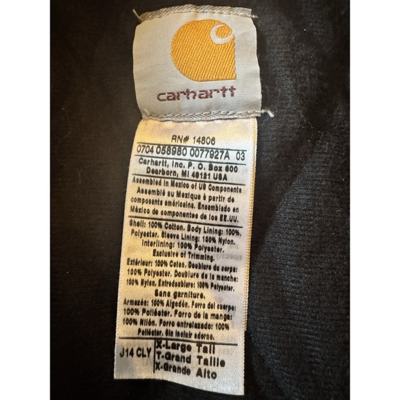 Carhartt Vintage Santa Fe Red Clay Men's Work Coat X-Large Tall Quilted Flannel - Picture 7 of 14